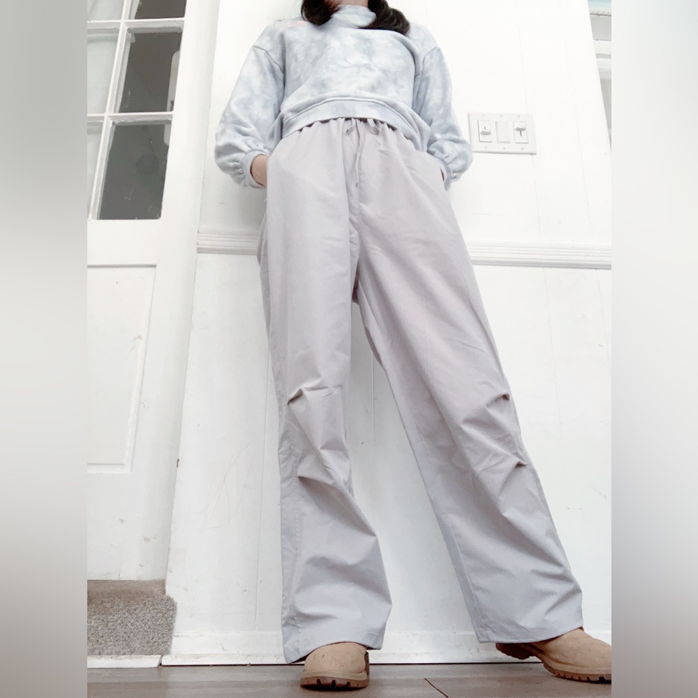 Light gray Tween Girls Loose Fit Parachute Pants